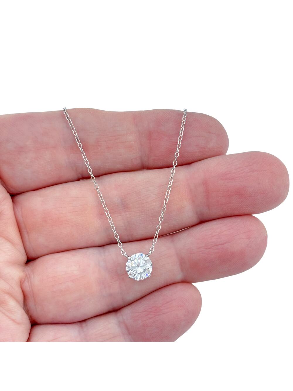 Vintage Sterling Silver 925 Cubic Zirconia Pendant Necklace 16", 17," 18"
